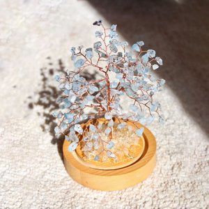Blue Topaz Bonsai Tree with Natural Crystals